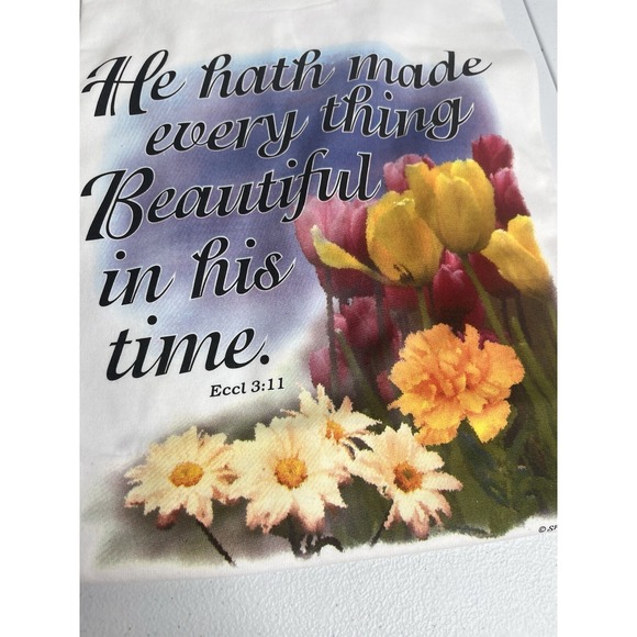 Vtg Religious Tshirt White Sz XL He‎ Hath Made Everything Beautiful In His Time - Picture 7 of 7